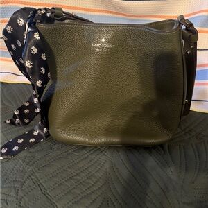 Kate Spade Olive Green Shoulder Bag with Floral Scarf